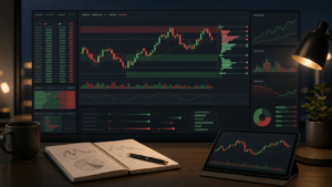 Post-market analysis dashboard showing abstract Nifty and Bank Nifty chart levels
